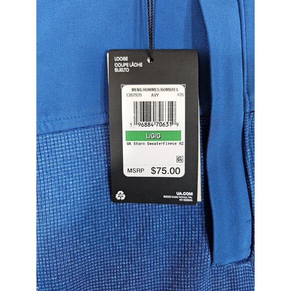 Under Armour Storm Mens Golf Sweater Blue 1/4 Zip Fleece Sweatshirt Sz L NWT - Picture 10 of 16